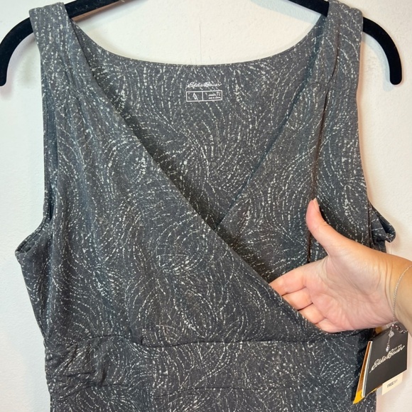 Eddie Bauer Lily Travel Dress Gray Faux Wrap UPF 50+ NEW Women's Size Large Tall - Picture 8 of 14